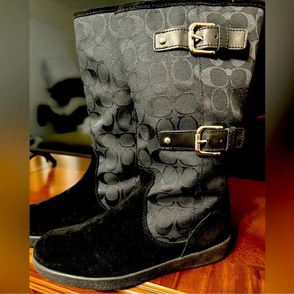 Coach Genuine Women's Black Boots with Buckle Detail. Gently used.